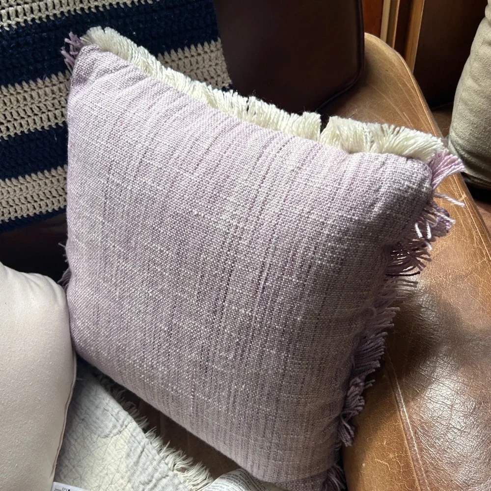 Pink Purple Butterfly Accent Pillow Set of 2 Fringed Textured 3D Decorative NEW